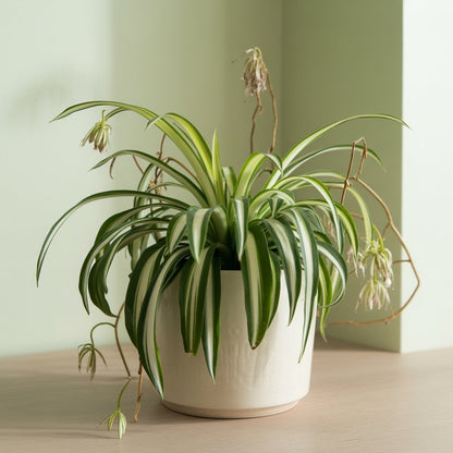 Spider Plant - Pet Safe Air Purifier | Ceramic Pot - Indoor Plant - MeraGamla
