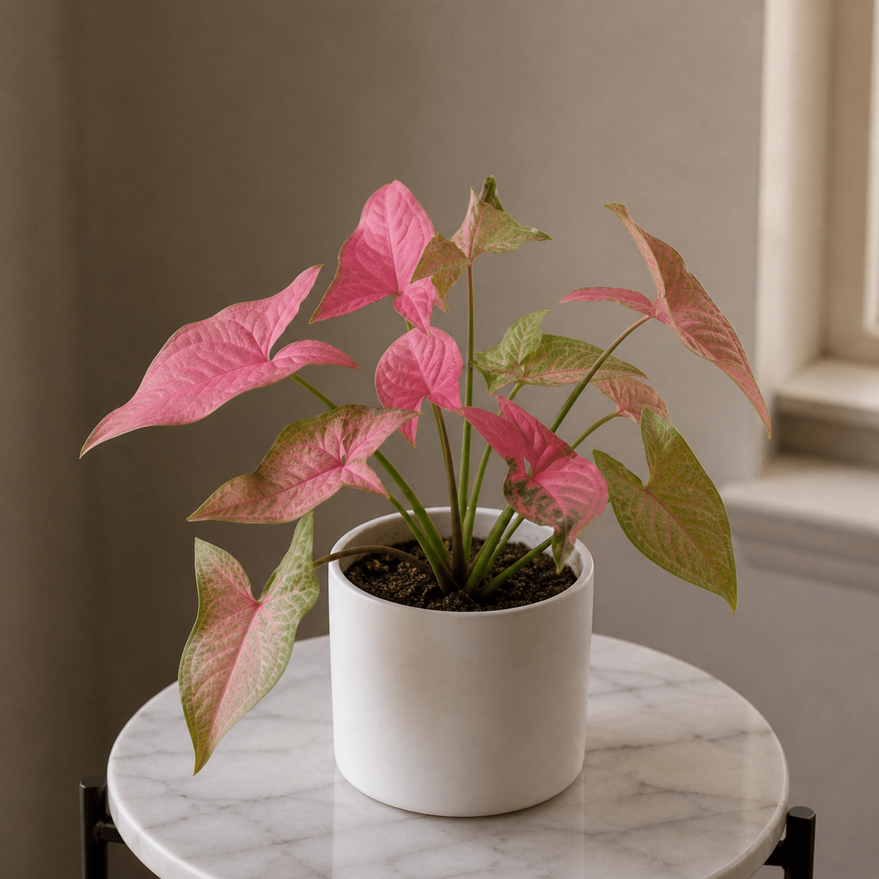 Syngonium Pink - Arrowhead Plant | Ceramic Pot - Indoor Plant - MeraGamla