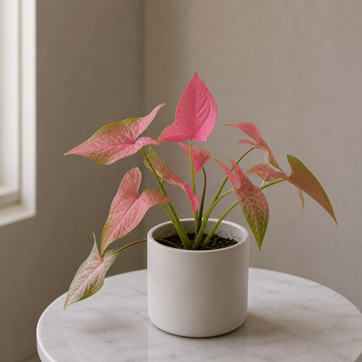 Syngonium Pink - Arrowhead Plant | Ceramic Pot - Indoor Plant - MeraGamla