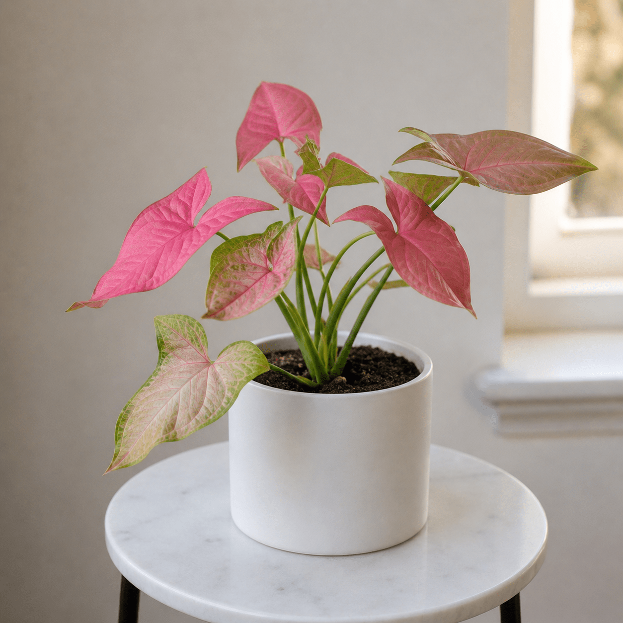 Syngonium Pink - Arrowhead Plant | Ceramic Pot - Indoor Plant - MeraGamla